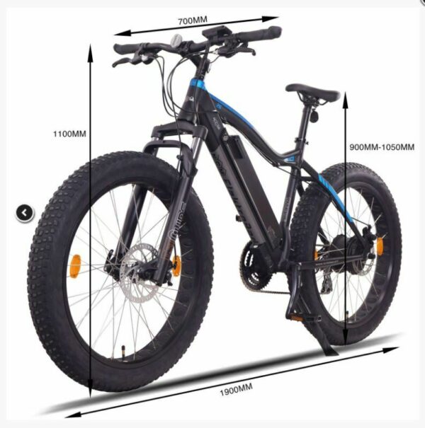 NCM Aspen Fat Electric Bike, E-Bike, 48V 13Ah 250W, E-MTB 624Wh Battery Black - Image 5