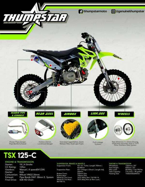 Genuine Thumpstar TSX 125cc SW DIRT BIKE | TRAIL BIKE | MOTOCROSS | PIT BIKE - Image 2