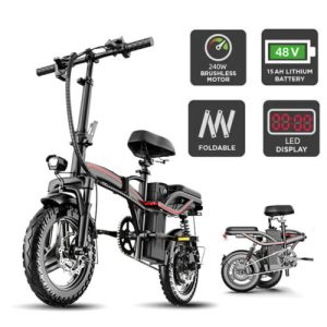 240W Folding Electric E-Bike Foldable Bicycle Waterproof LED Removable Battery
