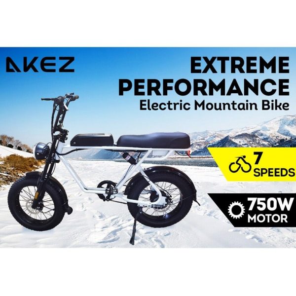 AKEZ 750W 48V R1ZCC Snow Bicycle 20" Electric Bike Battery White - Image 2