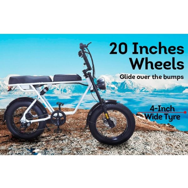 AKEZ 750W 48V R1ZCC Snow Bicycle 20" Electric Bike Battery White - Image 4
