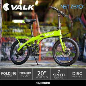 VALK Electric Folding Bike, 20" Foldable Lime Green ebike Shimano
