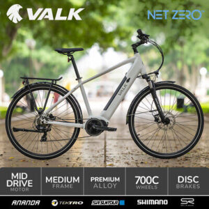 VALK Electric Hybrid Mid-Drive Medium Commuter White ebike 700c
