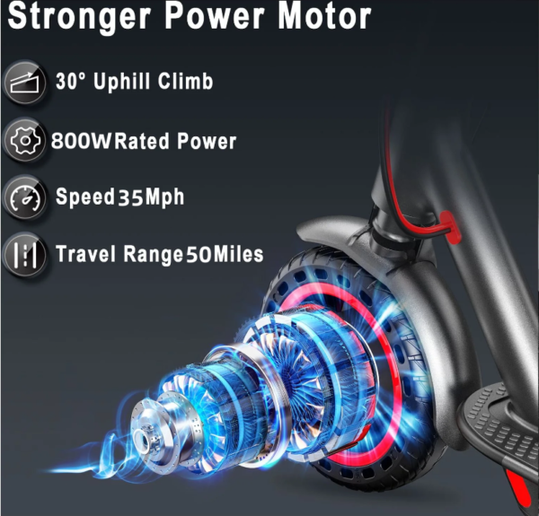50KM Commuter Electric Scooter Adult 800W 40KM/H Long Range Travel Fold E-Bike - Image 10