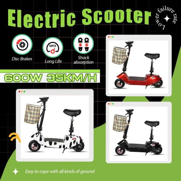 Teenager Electric Scooter 600W 35km/h Motor 8" Foldable Portable Commuter Bike - Image 2