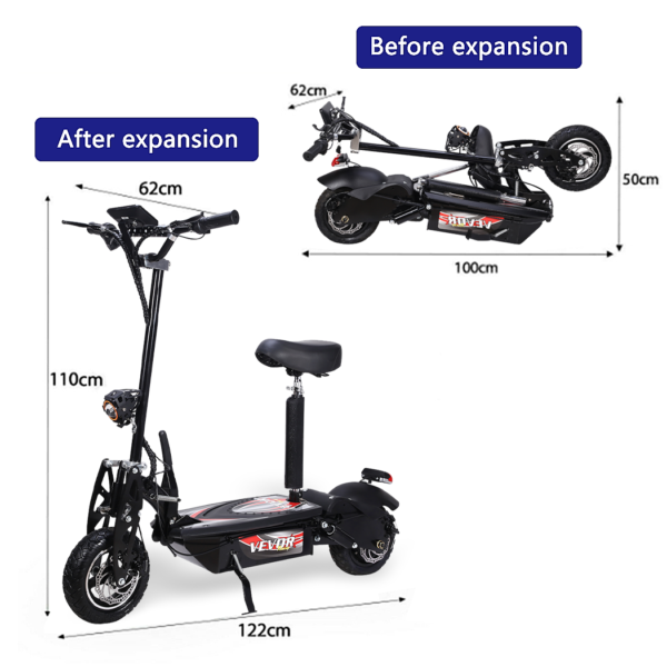 10'' Off Road Electric Scooter 50KM/H 1000W Yellow High Speed Electric Motor Adult Glow eBike - Image 3