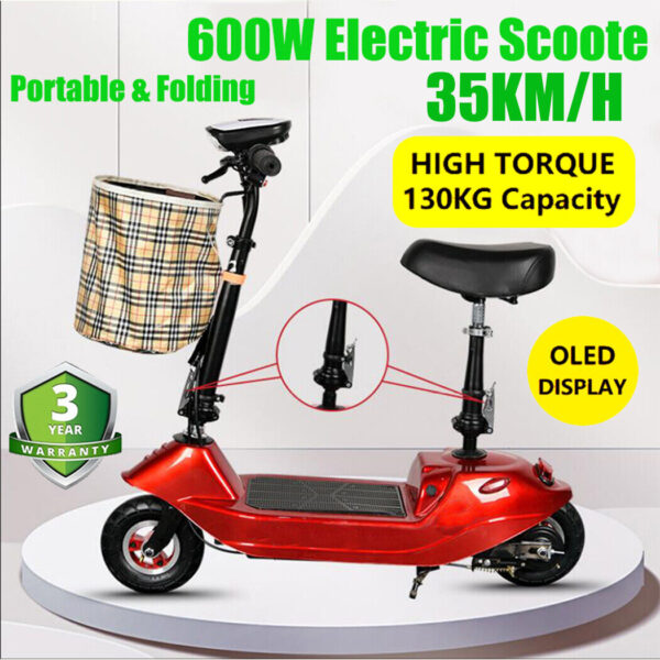 Electric Scooter 600W 35KM/H Motor 8 inch Foldable Portable Commuter Bike - Image 12