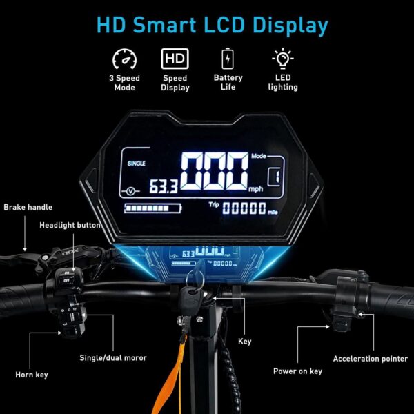 3000W Dual Motor Electric Scooter 70KM/H 70KM Foldable Adult Off Road E-Bike - Image 5