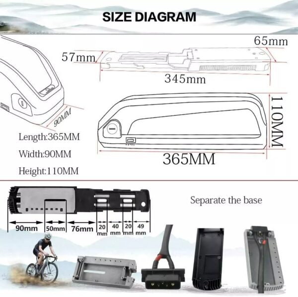 UPP 36V 48V 52V 60V20Ah Lithium ion Battery For eBike Electric Bicycle W/Charger - Image 7
