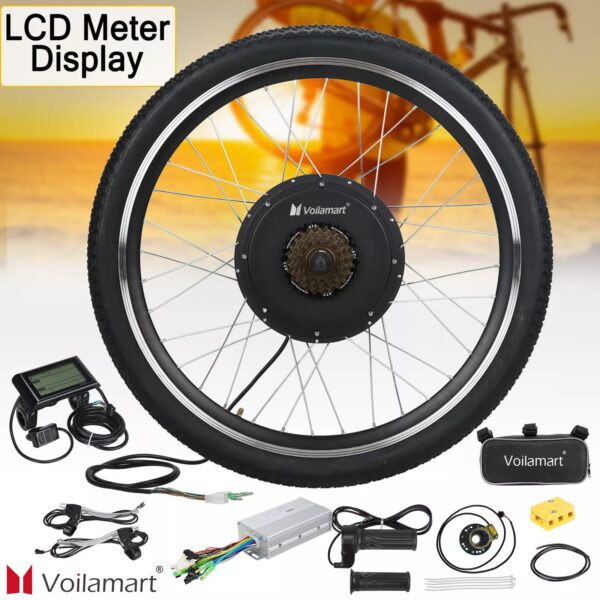 Voilamart 1500W Electric Bicycle Conversion Kit 26" Rear Motor Wheel EBike w/LCD - Image 2