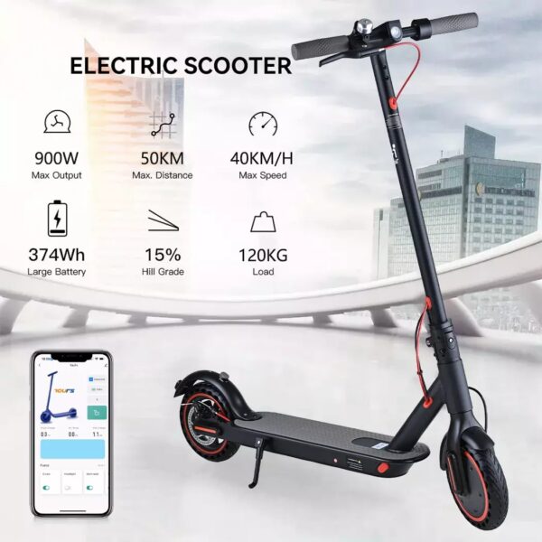 2025 900W 40KM/H 50KM Portable Electric Scooter Adult Foldable Travel E-Bike APP - Image 2