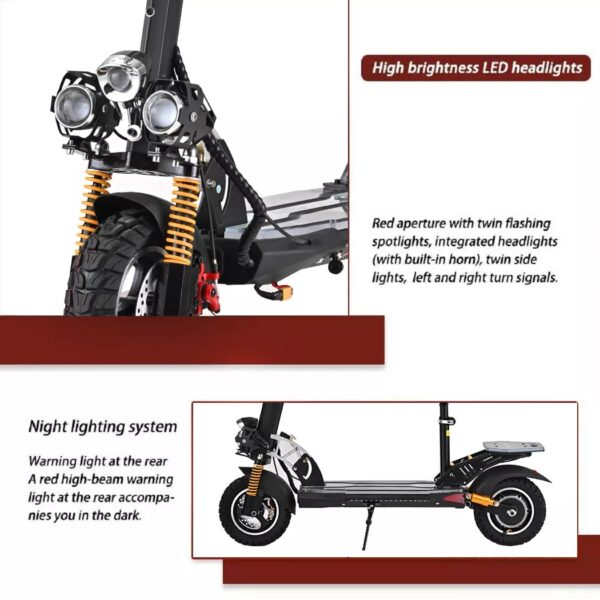 1000W Electric Scooter Off Road 45km/h Foldable Commuter Adult E-Bike RGB Lights - Image 3