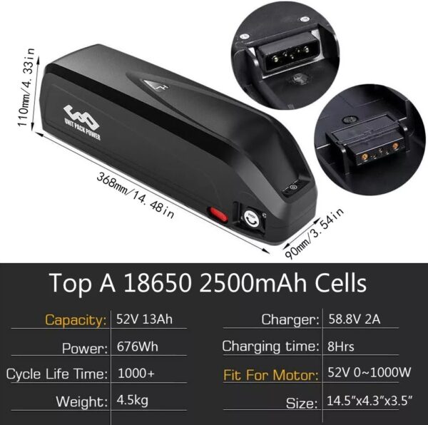 UPP 36V 48V 52V 60V20Ah Lithium ion Battery For eBike Electric Bicycle W/Charger - Image 8