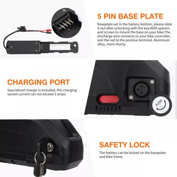 EBIKE Li-oin Battery 52V13Ah Electric Bike Downtube Battery for 1000W Motor
