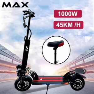 1000W Electric Scooter Off Road 45KM/H Foldable Commuter Adult w/ Seat & Tail