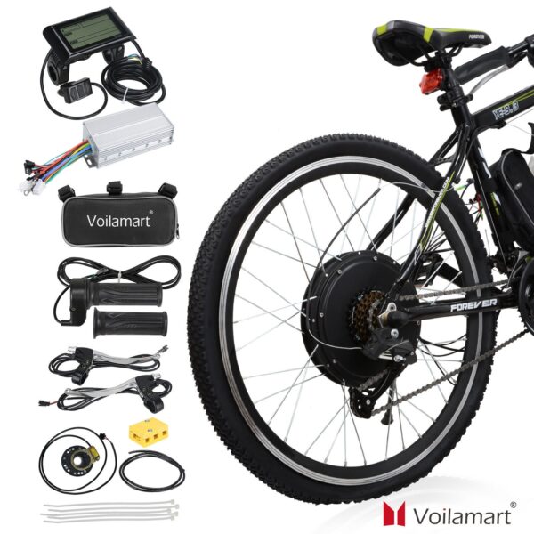 Voilamart 48V 1500W Electric Bicycle Conversion Kit LCD E-Bike 26" Rear Wheel