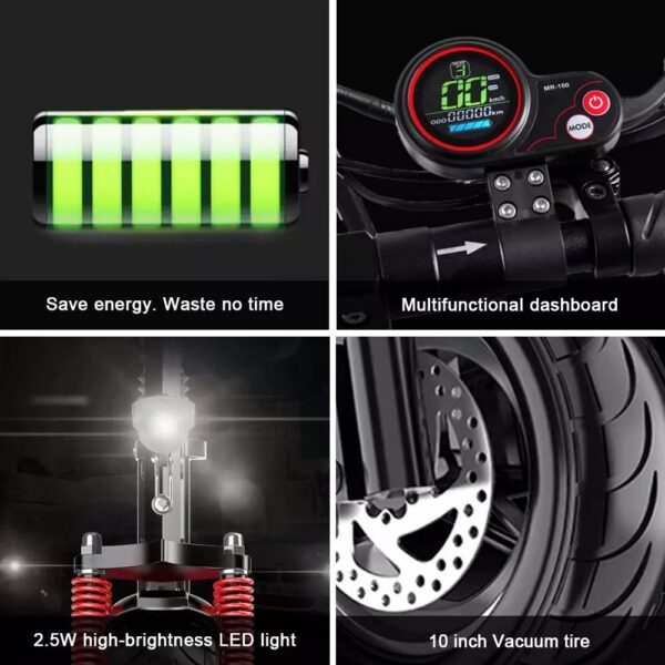 Eeeza 500W 48V 10Ah Electric Scooter Disc Brake Commuter Bike LCD - Image 6