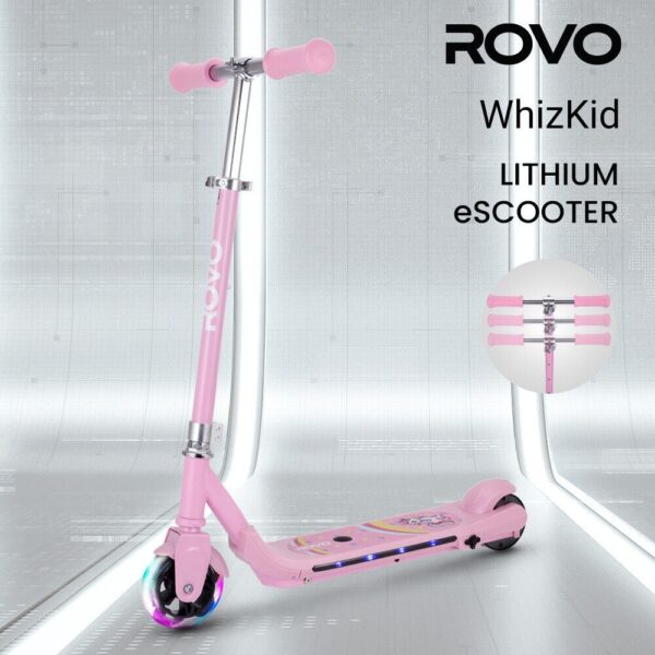 ROVO KIDS WhizKid Electric Scooter Height Adjustable Lithium eScooter Toy Pink