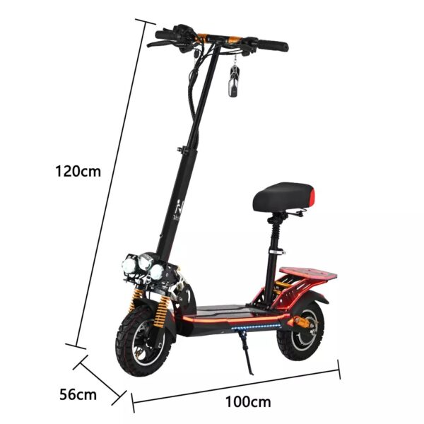 1000W Electric Scooter Off Road 45km/h Foldable Commuter Adult E-Bike RGB Lights - Image 7
