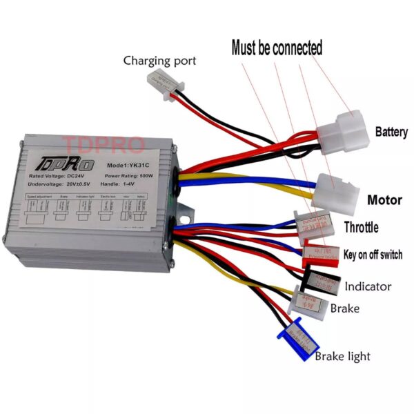 Full Set 36V 500W Brush Motor Controller Kit For EBike Gokart Quad Scooter Moped - Image 7