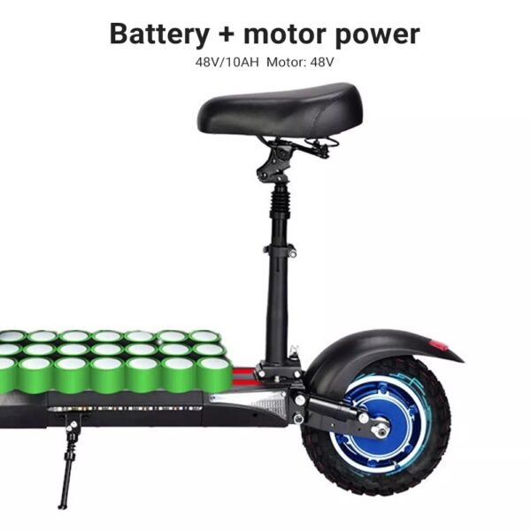 Foldable Electric Scooter 1000W Portable 40-50KM/H Off Road Adult e Bike w/ Seat - Image 6