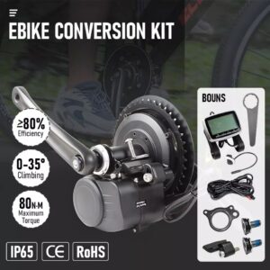 Ebike 250W 36V Electric Bike Conversion Kit Mid Drive Motor with LCD Display