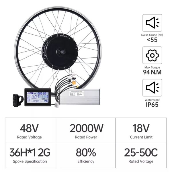 48V 1500W 2000W Electric Motor 26inch 29inch Ebike Conversion Rear Wheel Motor - Image 2