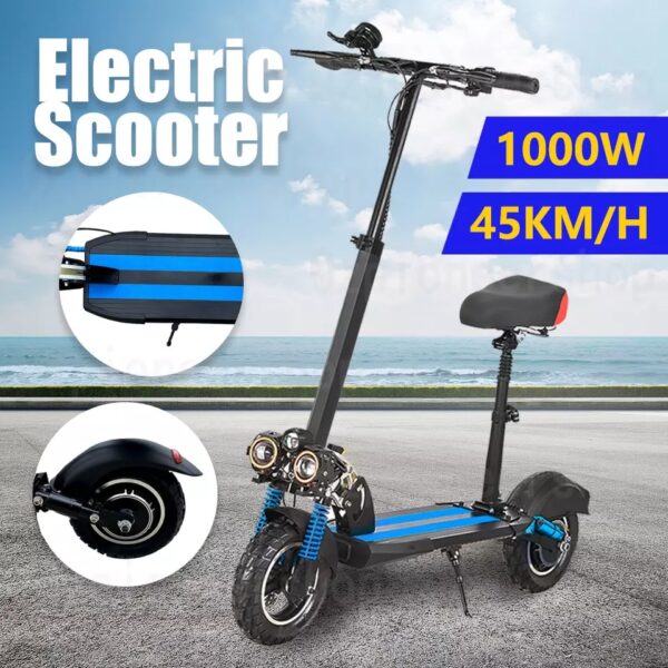 1000W Adult Electric Scooter 45km/h Foldable Commuter E-Bike Off Road with Seat