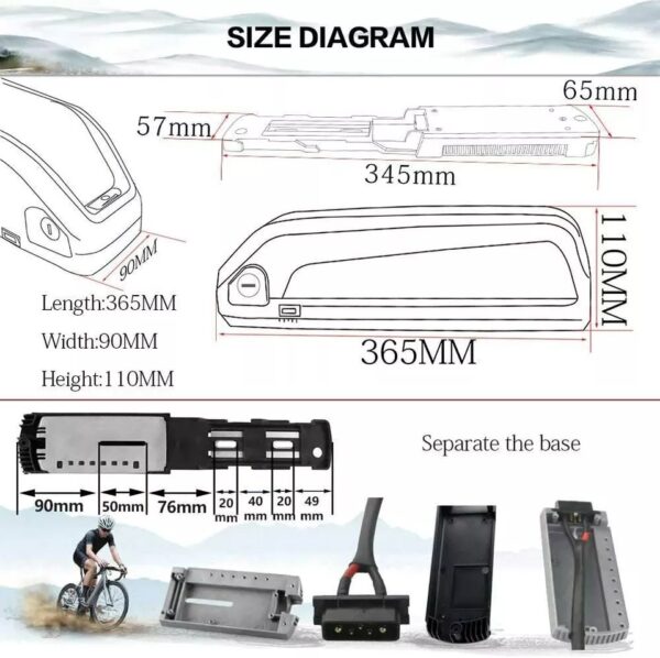 UPP 36V 48V 52V 60V20Ah Lithium ion Battery For eBike Electric Bicycle W/Charger - Image 4