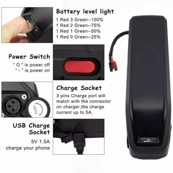 UPP 36V 48V 52V 60V20Ah Lithium ion Battery For eBike Electric Bicycle W/Charger - Image 5