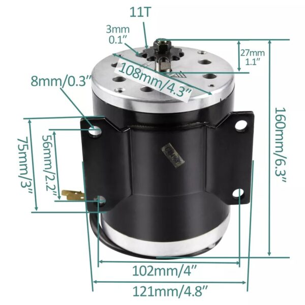 36V 500W Brush Electric Motor Kit Controller Battery fo Go Kart Buggy EBike E300 - Image 2